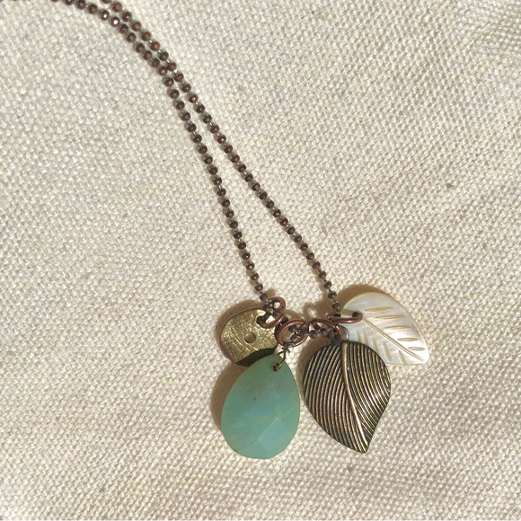 Long AEO necklace Jewelry Accessory Blue Silver tone Boho Bohemian Beach Summer - Picture 3 of 6